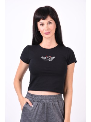 Women T-shirt Noisy May Nmsilja Black/Angel
